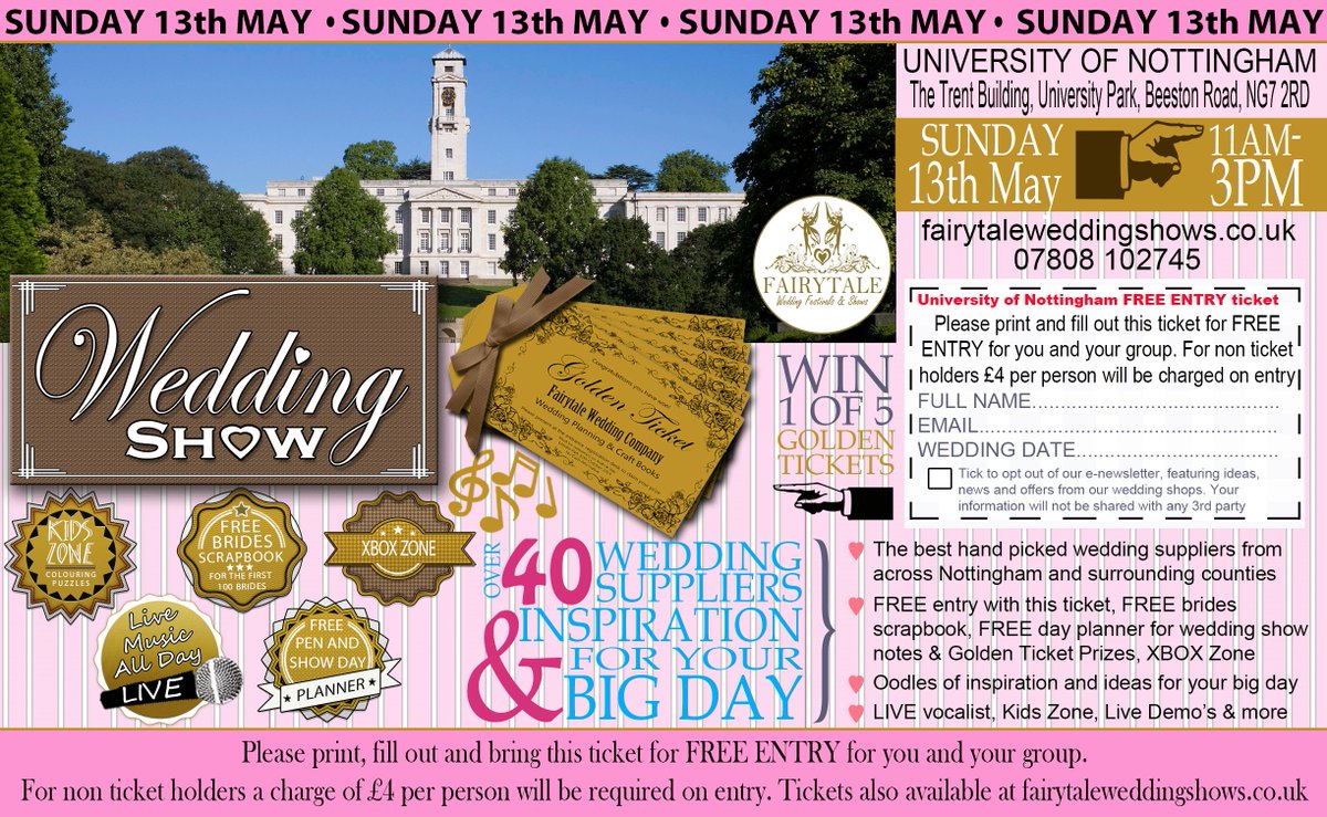 EXCITING NEWS! The BBC is heading our way for their Royal Wedding Documentary. Asking your thoughts on upcoming Big Day &amp; what you are doing to make yours just as special! Don’t miss out on this once in a lifetime event at the Uni of Nott’s Fairytale Wedding Show this Sunday!
