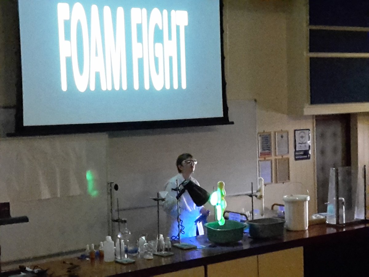 HA_ChemDept's tweet photo. We are currently enjoying the #chemicalmagic lecture by @kjhaxton! Theme: what would minions get up to in a Chemistry lab...! https://t.co/m2MGhEY8RS
