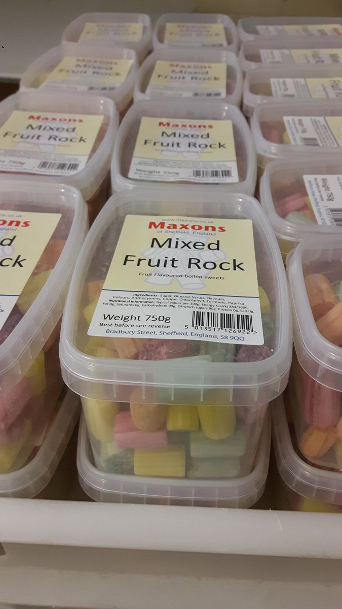 Maxonssweets's tweet photo. More fabulous Mixed Fruit Rock tubs getting packed to go out to @homebargains #qualitysweets #sheffieldissuper #madeinsheffield #fruitrock https://t.co/ZaKdMqA7F8