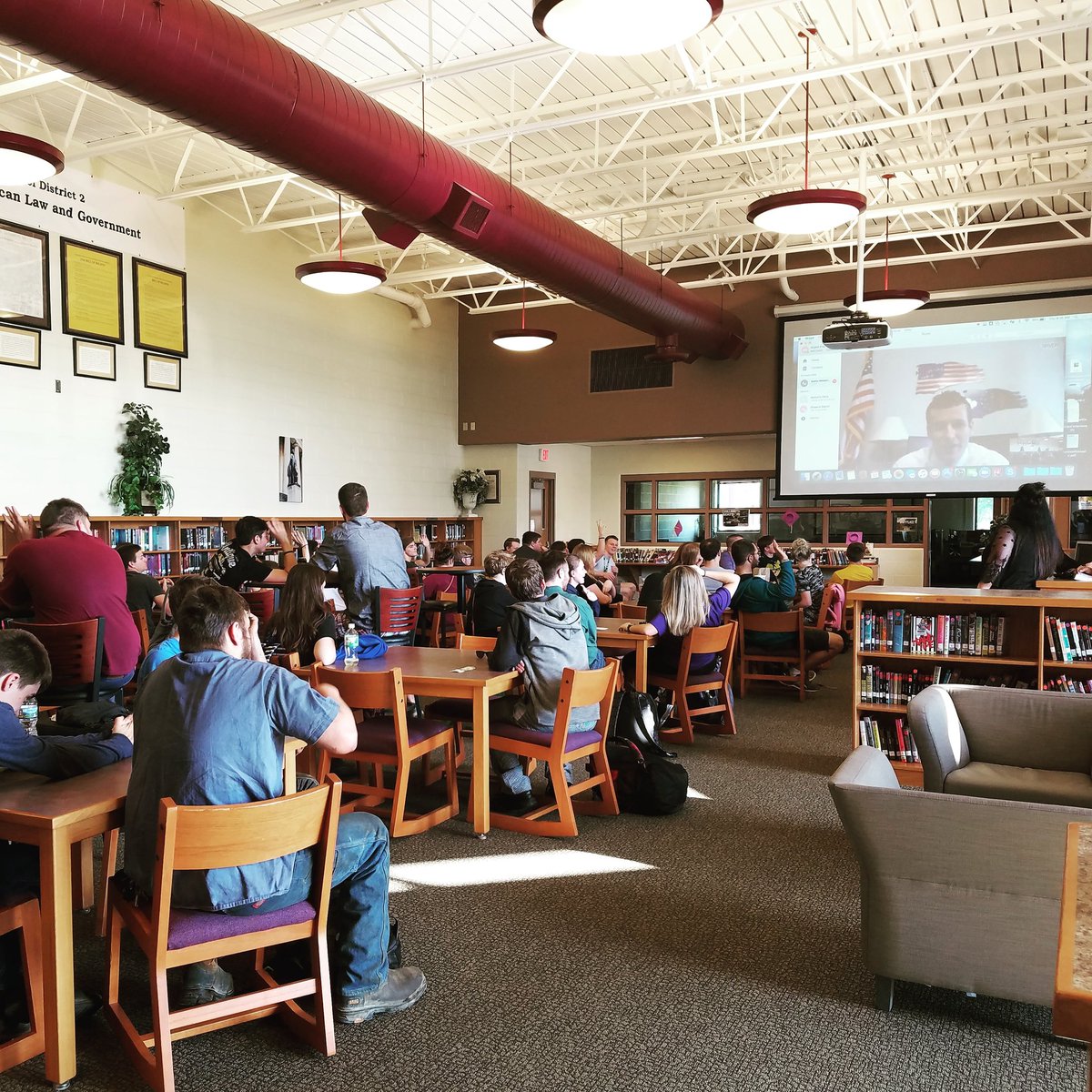 Mrs. Bray's senior English classes Skyped with U.S. Rep. Trey Hollingsworth (R-IN 9th District) after students sent letters to the Congressman about issues that matter to them. #scott2 #edutech #edtech