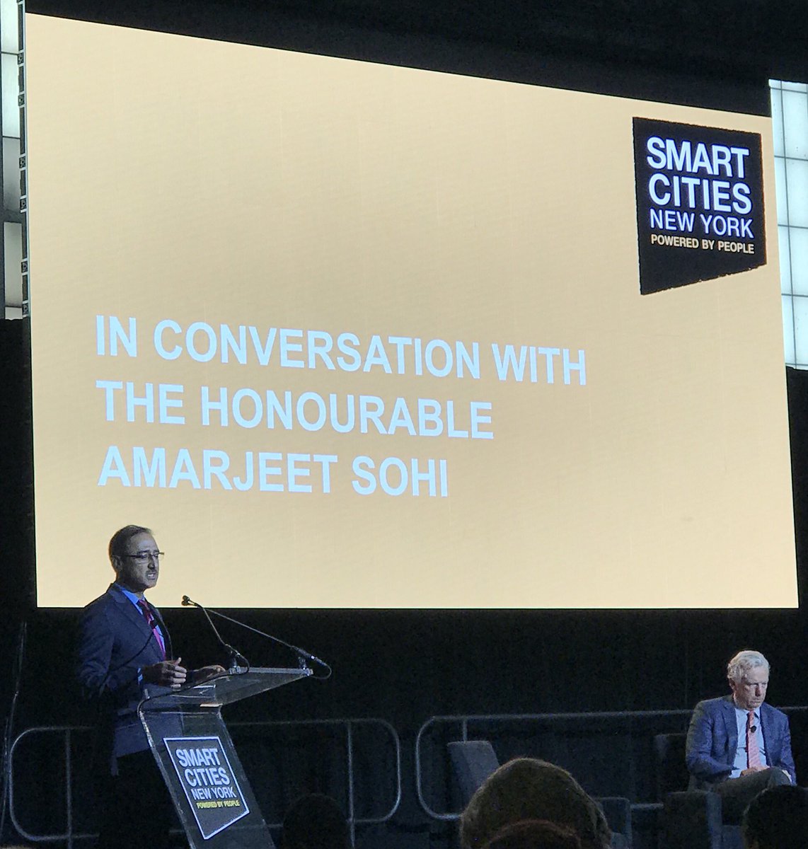 Good Canadian representation @SmartCitiesNY #SCNY18 by <a href="/SohiAmarjeet/">Amarjeet Sohi</a> Also great to see former Toronto Mayor <a href="/iamdavidmiller/">David Miller T.O.</a> up onstage with him.