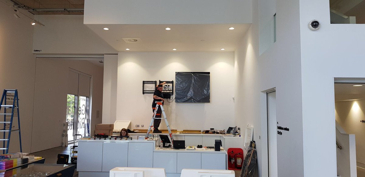 StriveAV's tweet photo. Super Slim @LGUK_B2B 1 x 4 portrait video wall #Liveinstall in the new public arts gallery for the Uni of Southampton #avtweeps case study to follow. https://t.co/C1OpTpMZg5