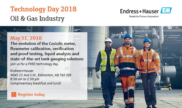 Endress_CA's tweet photo. TECH DAYS ARE BACK! Join us in Calgary AB on May 29th &amp; Edmonton AB on May 31st for an #OilAndGas themed event - FREE of charge! Register now while space is available! 
CALGARY: https://t.co/yKd4Z0hquA 
EDMONTON: https://t.co/mSuFTM92mt https://t.co/9Izu8ZjY6d