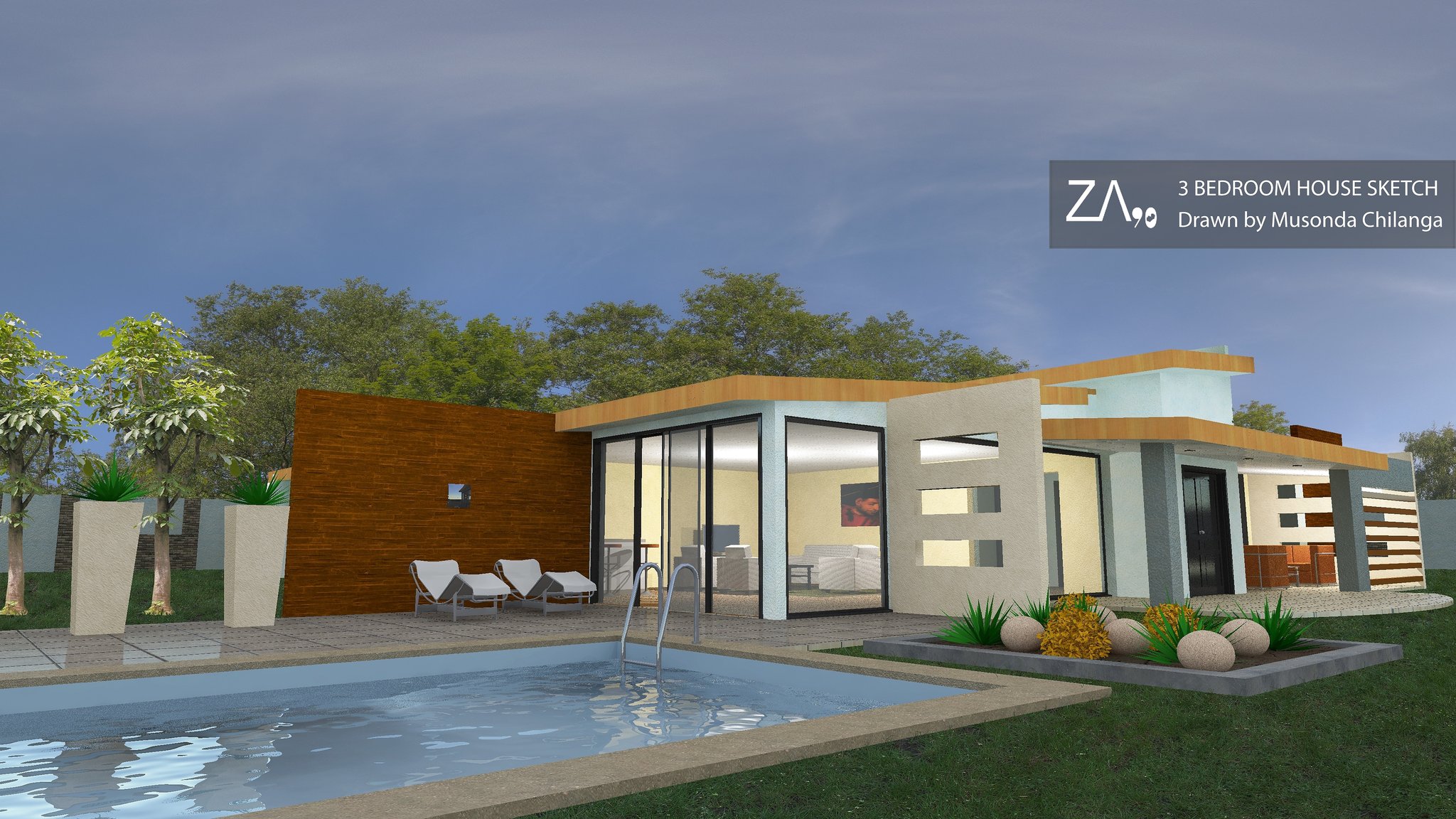 Zambian Architect On Twitter 3 Bedroom House Sketch