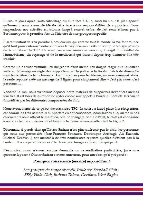 Ultras Made In On Twitter Communique Bfs Viola Club Indians Tolosa Occifans West Eagles