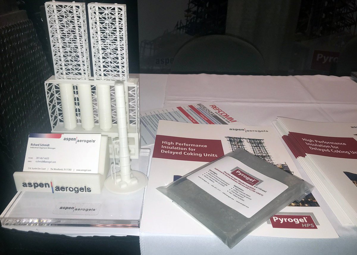 AspenAerogels's tweet image. Our 3D printed Delayed Coker Unit is a big hit at #Refcomm2018. Check it out in booth 29. And while you&apos;re at it, discover more about the #PyrogelAdvantage for delayed coker insulation.  hubs.ly/H0c1qK10