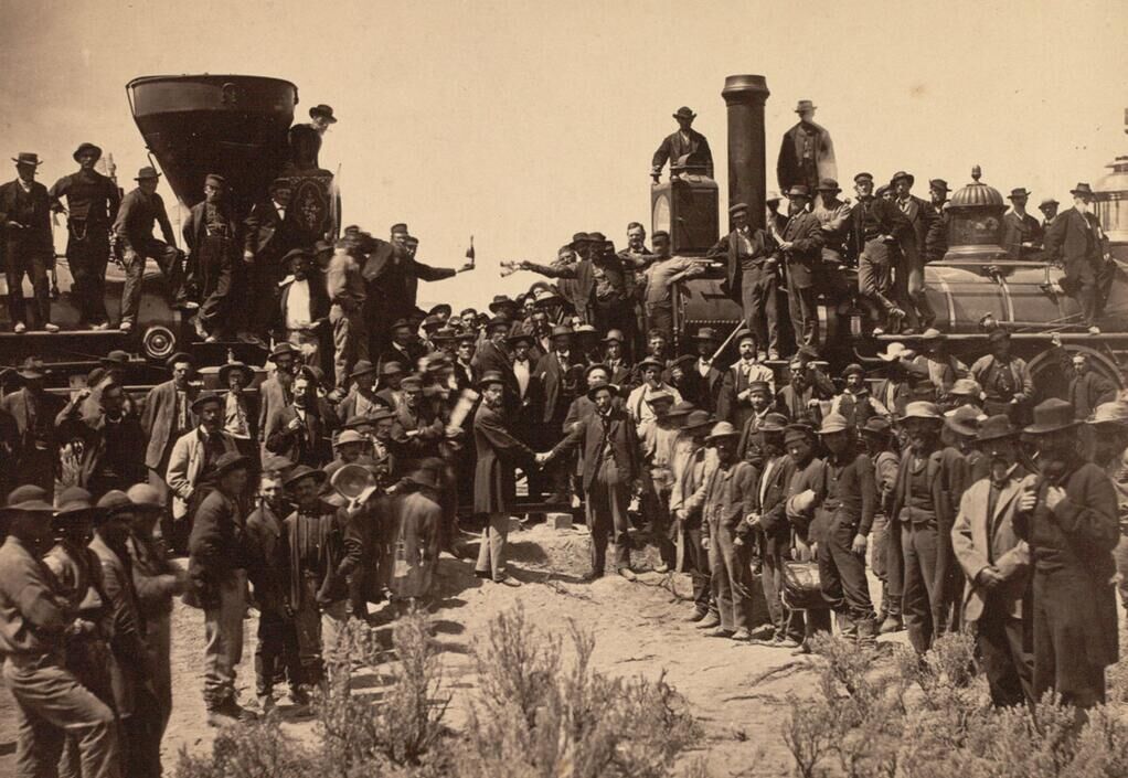 TransportGOP's tweet photo. #OnThisDay in 1869, the "Golden Spike" unites East &amp; West, completing the first U.S. transcontinental #railroad. https://t.co/mF5roNjhlZ