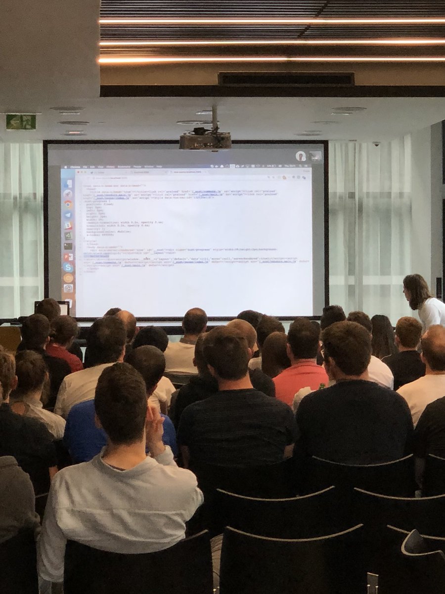 vuejsmcr's tweet photo. We’re now live with Pooya Parsa who’s in the process of giving us a live demo of Nuxt.JS! #JavaScript #VueJS #Nuxt.JS https://t.co/zfC24dvMbB