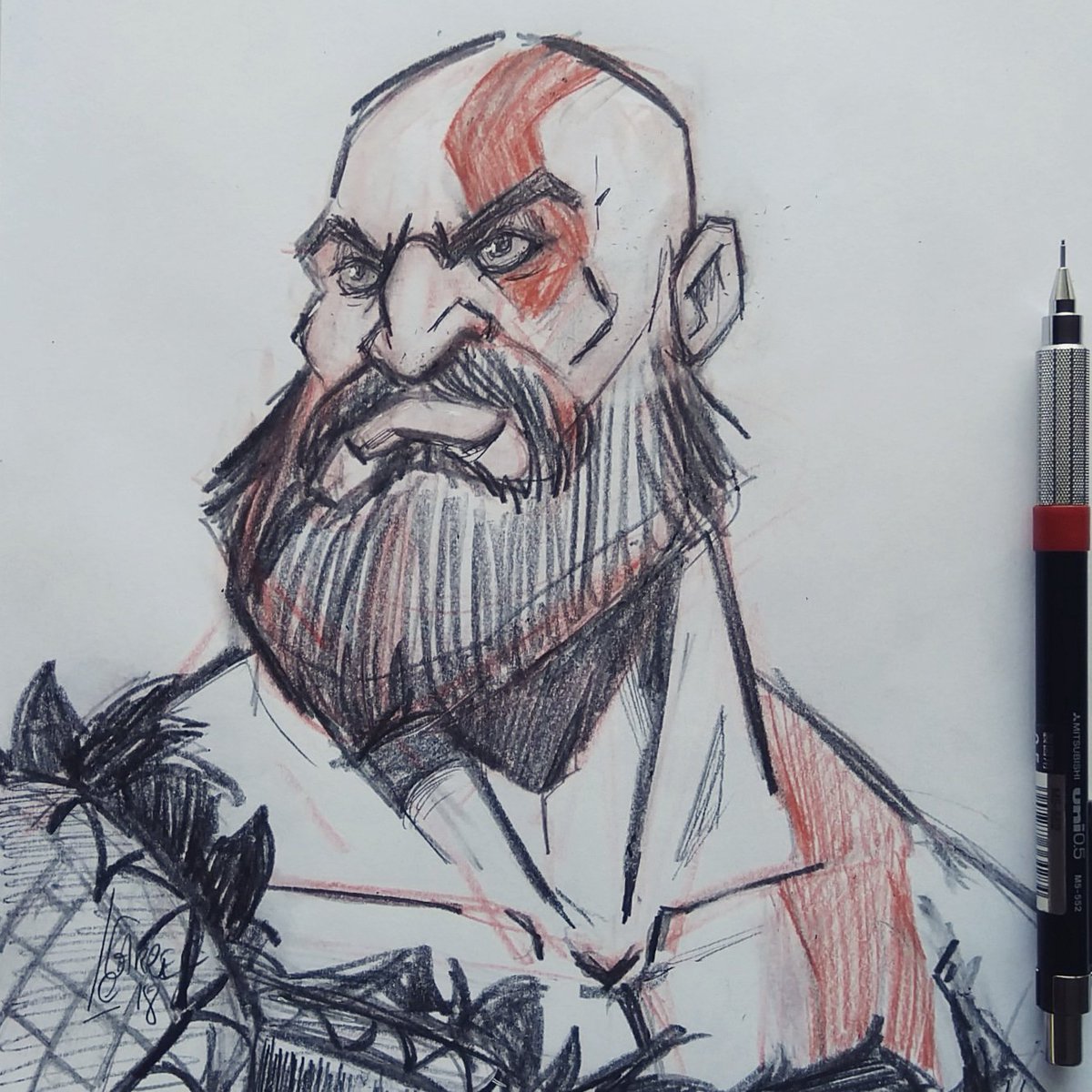 VinceDraws on Twitter: "A Kratos fanart , made this week. I really like