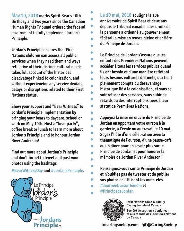 Happy SpiritBear Day! It’s been 10 yrs since SpiritBear has been advocating to end discrimination of FN children in Canada, and have Canadian Gov comply with the Cdn Human Rights Tribunals orders to humanely fund FN Children and provide better access to healthcare #BearWitnessDay