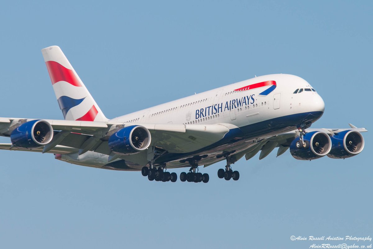 AlvinRRussell's tweet photo. the last of the heavies for now 😥#Super 😉 is @British_Airways @Airbus #A380 #LEJ return from @flyLAXairport to @HeathrowAirport as #BA282 arriving 09L ✈️ @a380fanclub https://t.co/JeBNkRC6eV