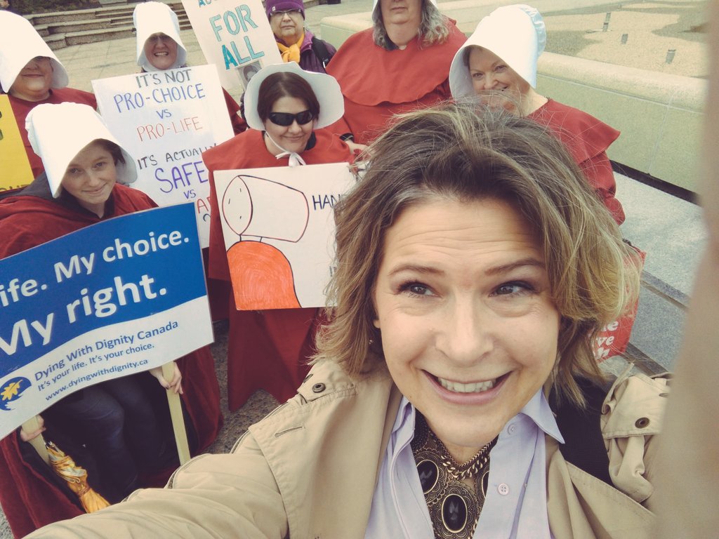 Not_ThatKaren's tweet photo. Ran into these quiet ladies at an anti-abortion protest at the Legislature at lunch time. Thank you for being there for women's reproductive rights #abpoli #ableg https://t.co/NPsInvHfWB