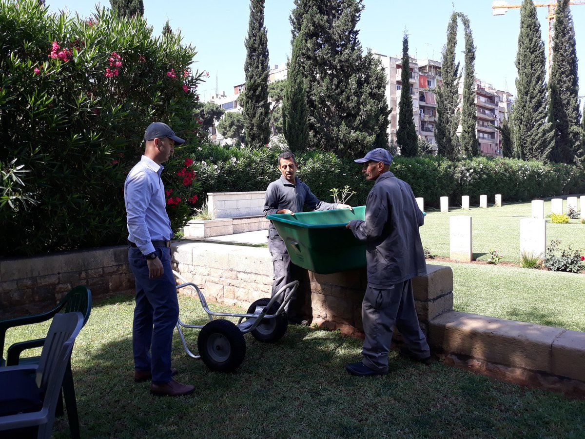 Tom_CWGC's tweet photo. Carrying out manual handling training with the staff in Lebanon @CWGC @Bennett22David https://t.co/fwoCOIYej9