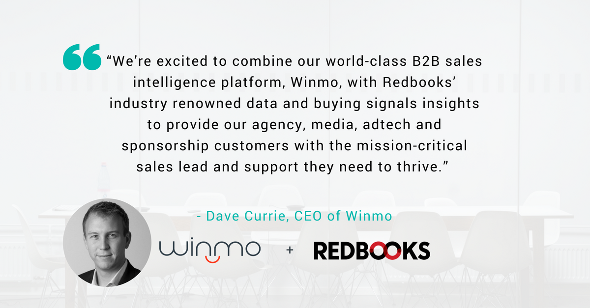 Even more exciting news today as we announce <a href="/winmo/">Winmo</a> has also acquired @redbooks. This acquisition, coupled with the @AccessConfident earlier this week, will bring together an unmatched level of B2B sales intelligence for the advertising &amp; marketing industry.