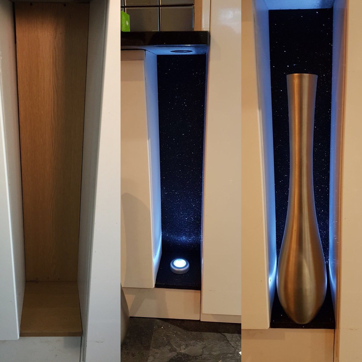 knightlywindow1's tweet photo. Customer had new cupboards and doors fitted, &amp; didn’t know what to do with the end panel, so we offered him a funky black disco glitter vinyl.....,They love it!!!
Knightly window films ltd
#coverstyl’ #vinyls #interiors #kitchen #hotels #wraps https://t.co/6gZikx0pTe