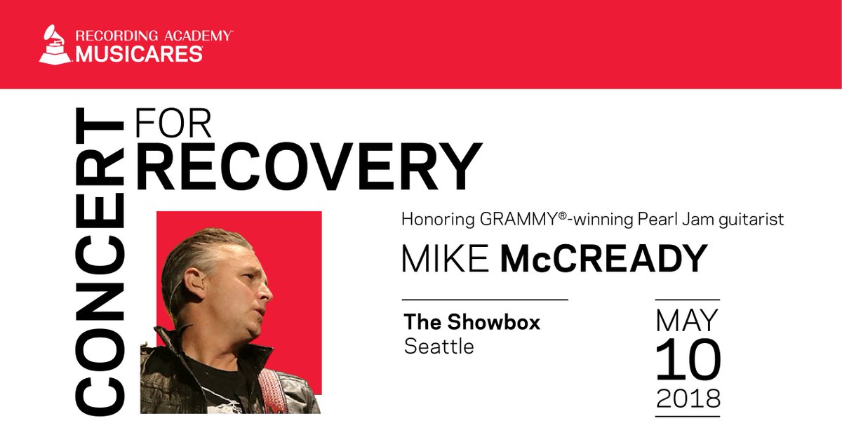 PearlJam's tweet photo. Tonight we’re celebrating and honoring our friend @MikeMcCreadyPJ at @MusiCares' Concert For Recovery. Please consider making a donation in his name to help support members of the music community going through addiction recovery. https://t.co/WclRMlhqG4 https://t.co/o3Xfl90tia