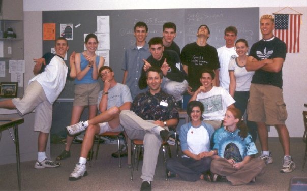Steven sits in the midst of his first Science Fiction &amp; Fantasy Class in North Canton, Ohio, in 2000. Let your students know you care through your actions and words and time, and they’ll follow you anywhere.  #soulteachers ow.ly/Qtq630jUvhS