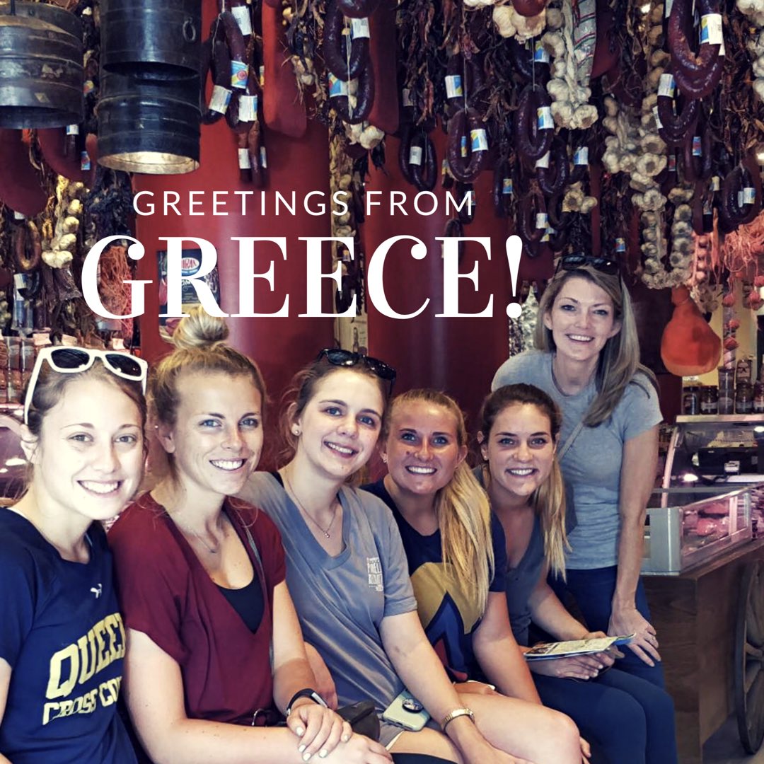 QueensAbroad's tweet photo. @QueensUniv JBIP students arrived in Athens on Wednesday! They’re having a great time learning about health, nutrition, and the Mediterranean lifestyle (and making us hungry with their photos!). #JBIP2018 https://t.co/r84G7P4kV1