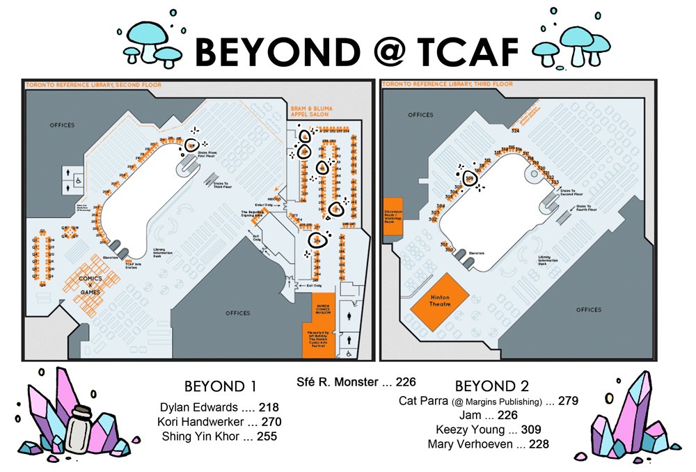 BeyondAnthology's tweet image. TCAF is this weekend and it's the Canadian debut of Beyond 2! If you're at the show here's where you'll find Beyond contributors from volume 1 and 2 in one handy map! We can't wait to see you there!!