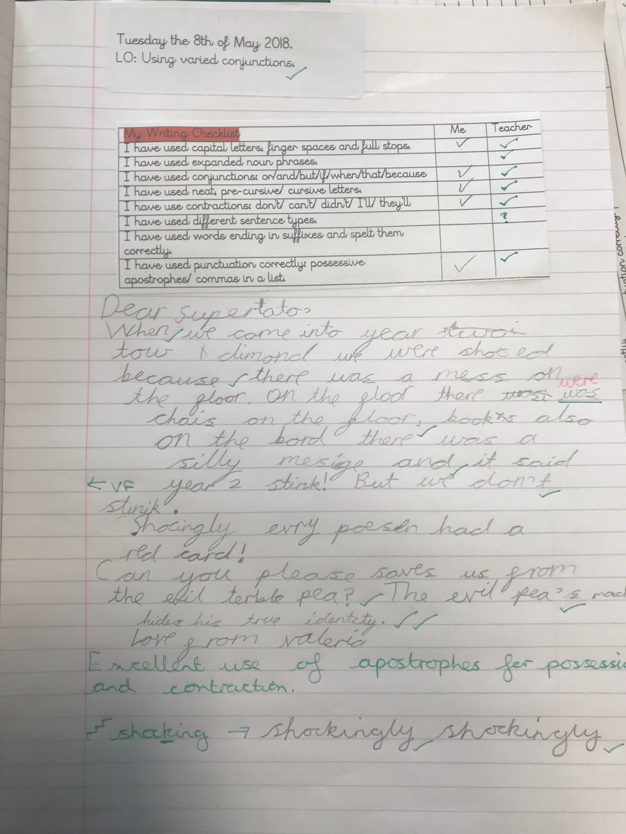 year2carrwood's tweet photo. After the evil pea broke into our classroom we wrote letters to supertato asking him for help! Here are a few examples of our super writing! #supertato #writingwizards https://t.co/D69lYbfQBn