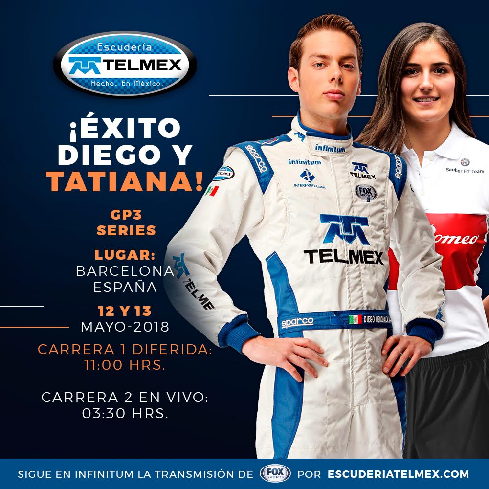 escuderiatelmex's tweet photo. Este fin de semana no le pierdas la pista a @TataCalde y @diegomenchaca_, ¡en vivo por nuestro sitio! https://t.co/y3UwM7JWbL