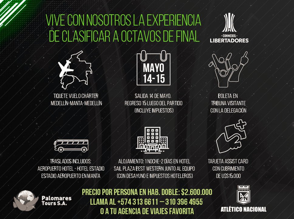 nacionaloficial's tweet photo. Ver al Verde fuera del Atanasio es una experiencia que no puedes perderte.🤩  #VamosTodosJuntos a Manta 🇪🇨 con la ilusión de clasificar a los octavos de la Conmebol Libertadores 🏆 #VamosVerdolaga #SomosLaPasión 🇳🇬 https://t.co/7z1JXfmUlB