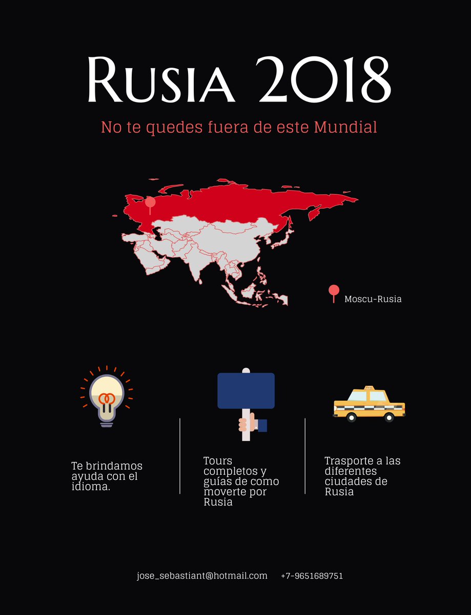 techbolivia's tweet photo. Estas planeando tu visita a RUSIA ? Te preocupa el idioma ?  Te ofrecemos :
1.- Interprete Ruso - Español
2.- Guía Turistica
3.- Transporte por hora o por día
4.- Guía de compras
5.- Seguimiento y ayuda en toda su estadía.
Bolivia : 591 70844970
Moscu : +7 965 168-97-51 https://t.co/nJiXoCZc8t