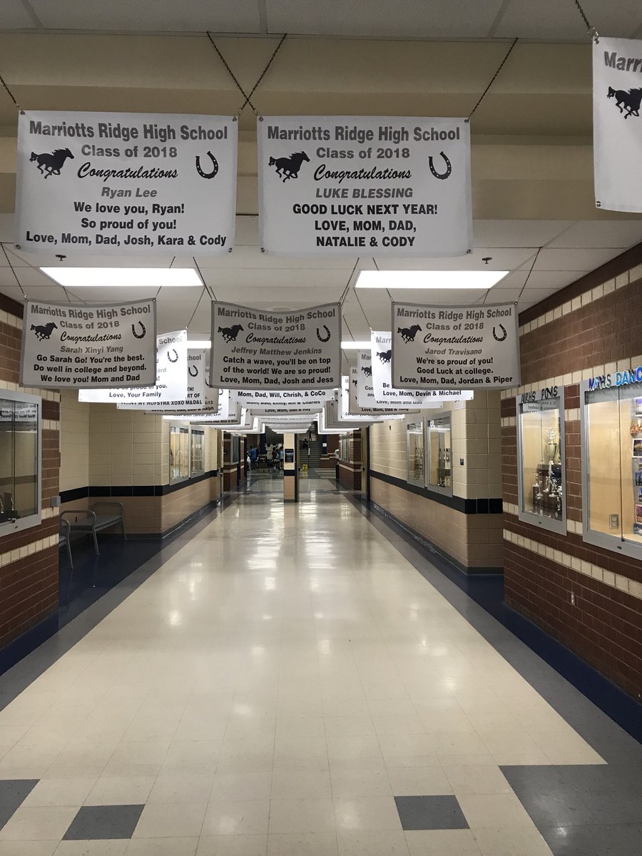 hcpss_mrhs's tweet photo. TY to our PTSA for giving senior parents a chance to buy a senior banner for their student. They grace our auditorium hallway and look amazing. https://t.co/QncrYlh78Y