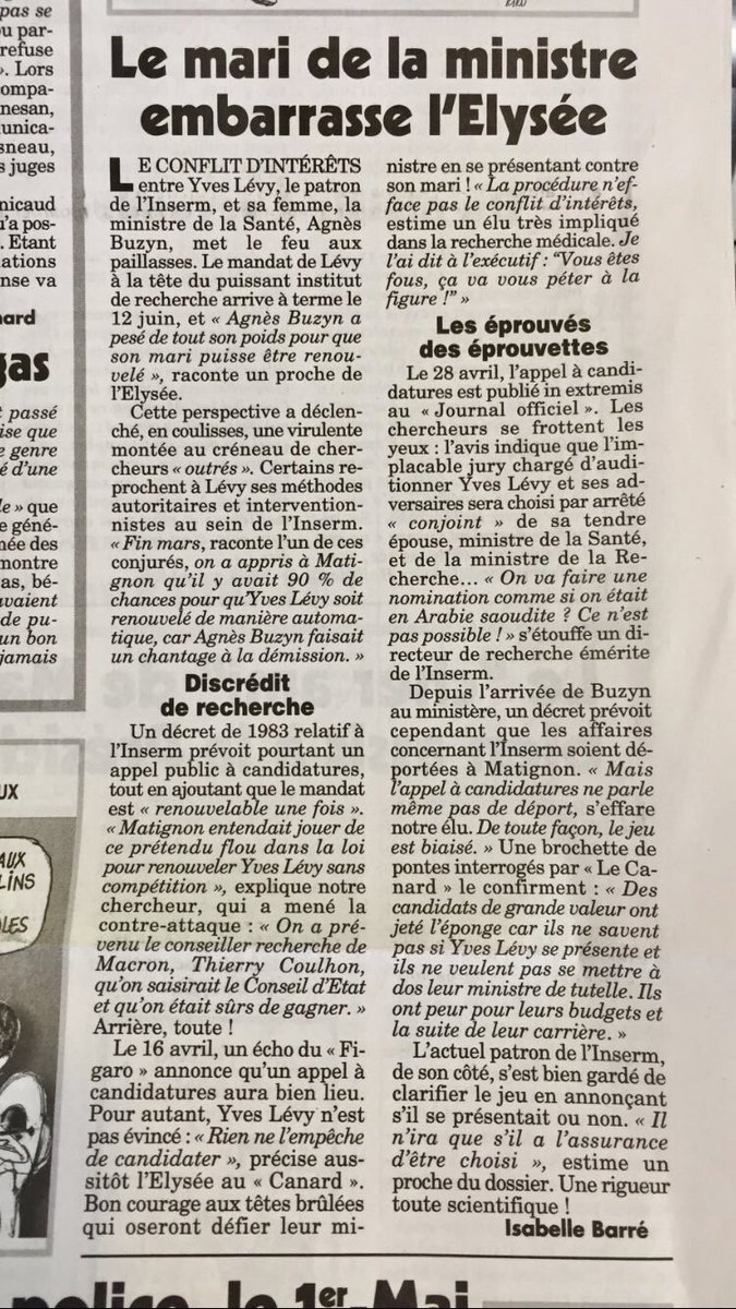 EnModeMacaron's tweet photo. Le scandale de trop❓

On apprend dans le Canard Enchaîné qu’Agnès Buzyn fait tout pour que son mari Yves Lévy soit reconduit à son poste de président de l'Inserm en menaçant de démissionner du ministère de la Santé!

Le conflit d’intérêts ne lui suffit pas! https://t.co/ZFuYNLB1E7