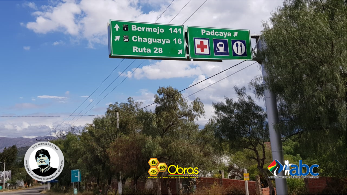 Pórticos, banderolas y  señales de localización fueron instalados en tramos de la Red Vial Fundamental de Tarija. Esta señalización está colocada en zonas urbanas, puentes, intersecciones y cruces que se encuentran en las cercanías de las carreteras
goo.gl/dWg7Vu