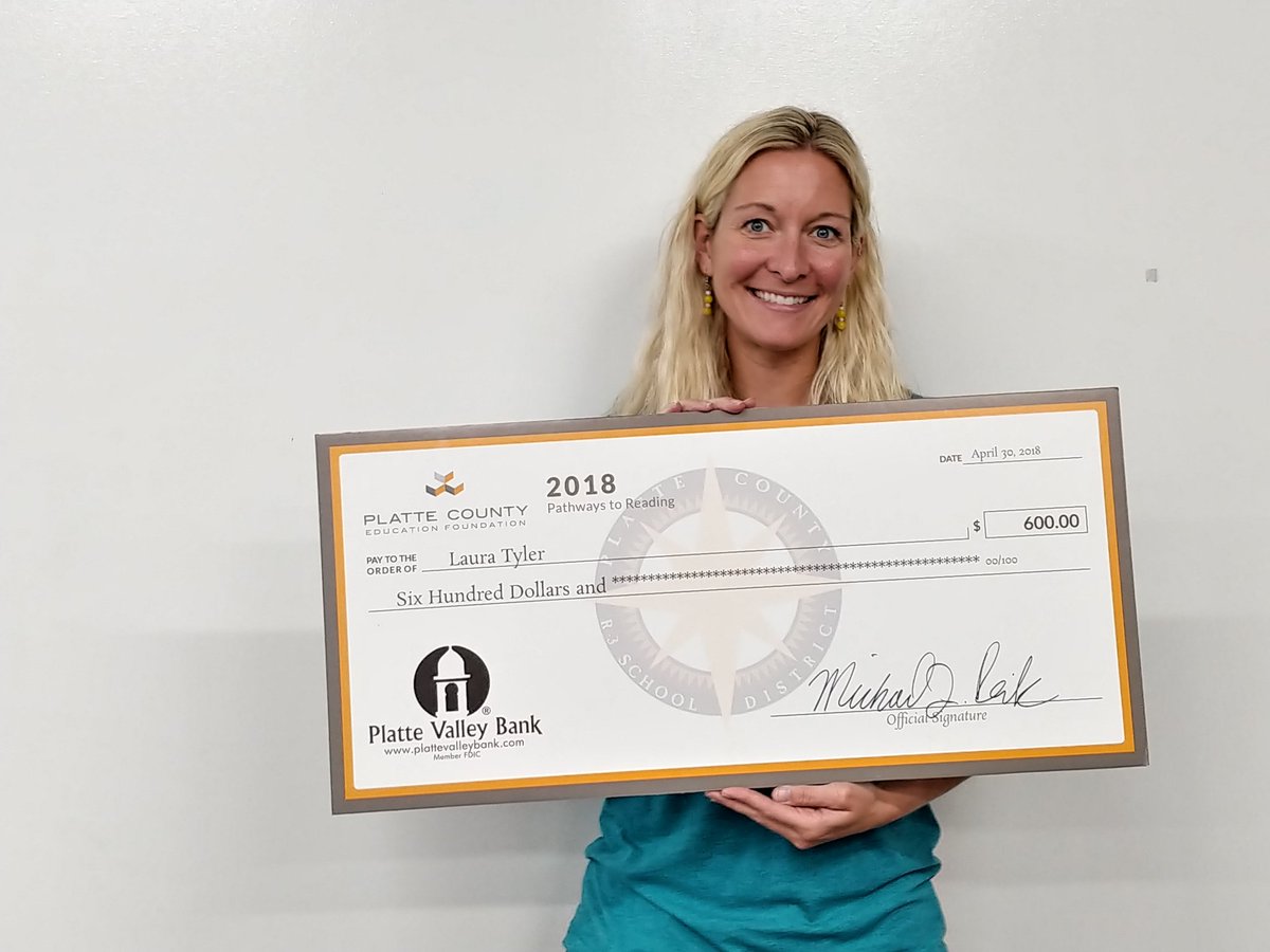 ltylerkc's tweet photo. I receieved a grant for a Phonics program today. Thank you Platte County Education Foundation and Platte Valley Bank!! #PCR3Proud #compasselementary https://t.co/EQJDWNH075