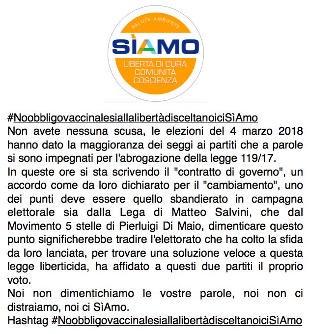 R_LelloMascetti's tweet photo. @matteosalvinimi @luigidimaio 
Le vostre promesse, il nostro impegno, il nostro voto.
Ora tocca a voi.

#NonMolleremo
#libertadiscelta

#NoobbligovaccinalesiallalibertàdisceltanoiciSìAmo https://t.co/75eBC6yEMB