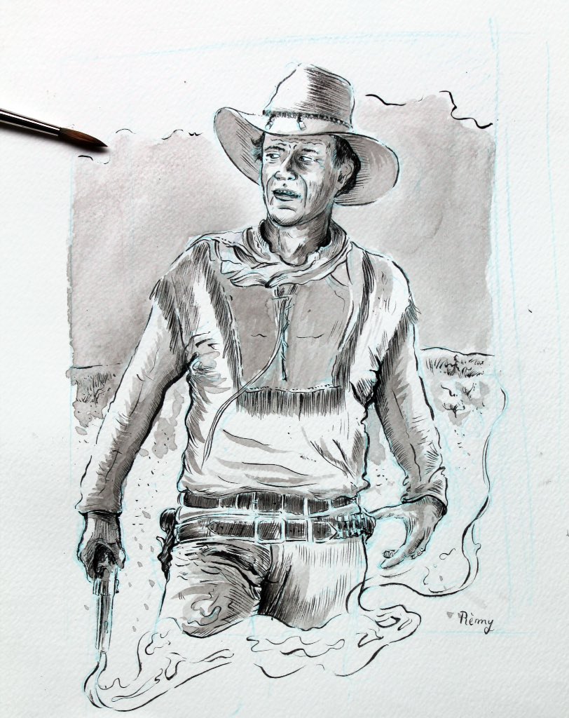 R3myte's tweet photo. I've had a John Wayne commission.
#INK #Illustrations #portrait https://t.co/PEaXO7p3hL