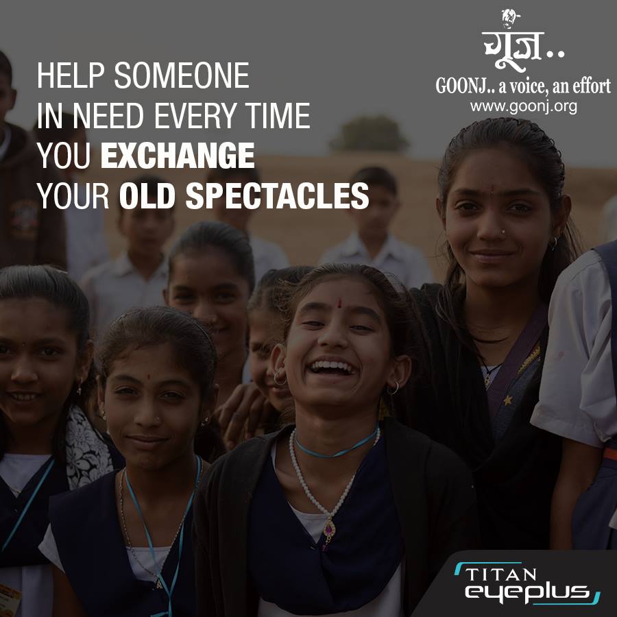 goonj's tweet photo. Goonj in association with Titan Eyeplus is encouraging people to contribute their used spectacles at its stores. Join #IForEye initiative and empower someone in need.
The campaign is till May 14, 2018.
Hurry! Drop by your nearest store: https://t.co/4ZO2xUsZym https://t.co/a3iqGiQVGv
