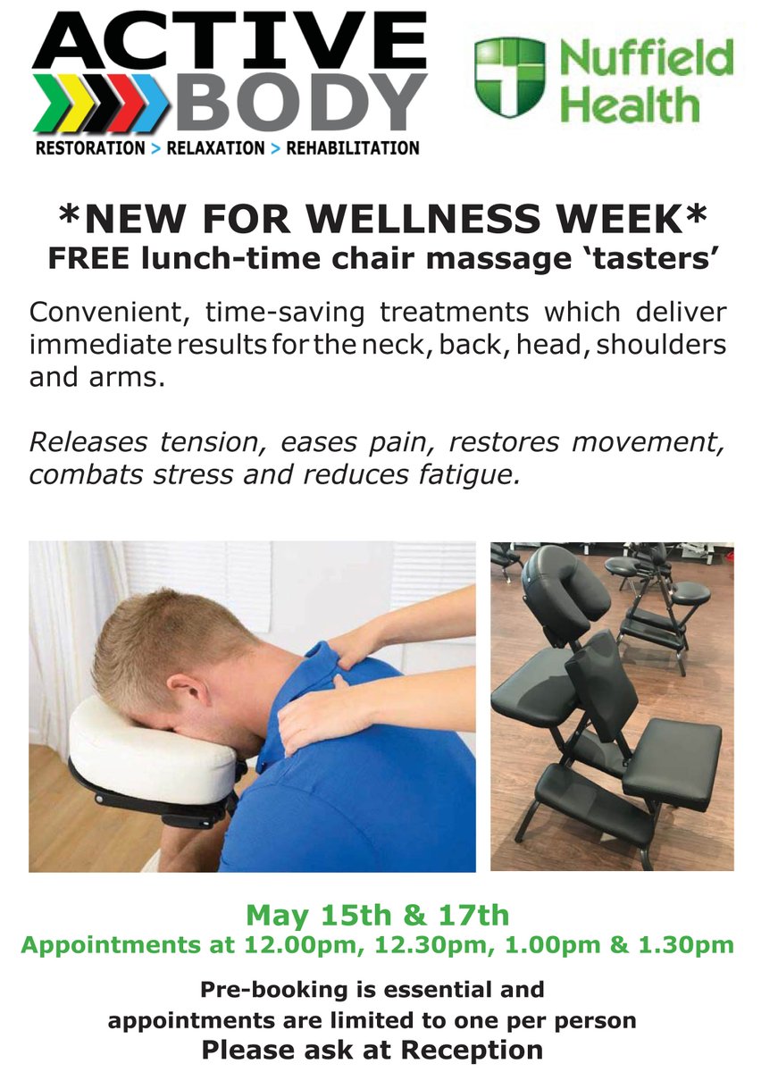 ab_massage's tweet photo. FREE treatments for Nuffield Customers - next week ONLY.  Limited availability. https://t.co/ls0qetTD78