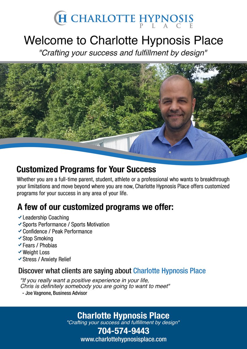 Welcome to Charlotte Hypnosis Place 😎

Create your breakthrough today!

Hypnosis Charlotte NC

#hypnosis #sportsperformance #Charlotte #clttraffic #AI #charlottenc #tennis #golf #mindful