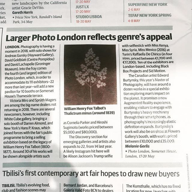 bbp_art's tweet photo. Thanks for the mention in @theartnewspaper.official @mgerlis - photography is definitely having a moment!
.
.
.
#photolondon2018 #photographygallery #londongallery #BBPArt https://t.co/LU2nW1oGDb https://t.co/DionGDwmIs