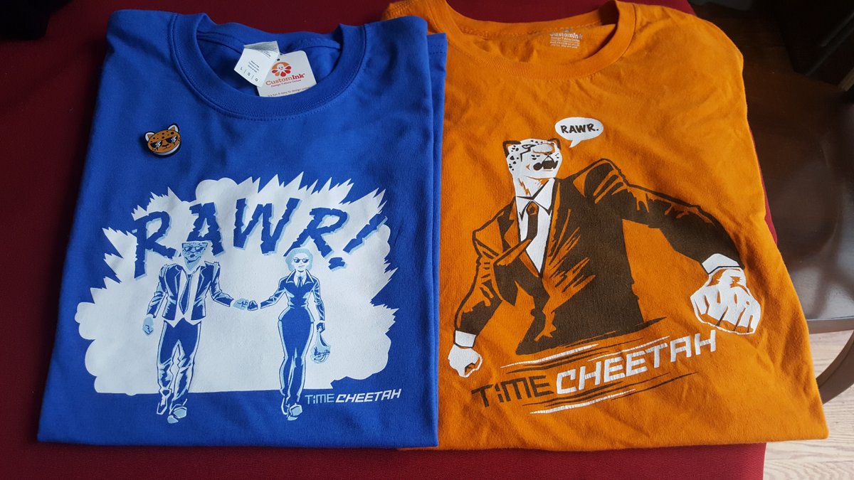 Rufio_420's tweet photo. Spotlight on our @TimeCheetah T-shirt reward! New design by the incredible @Samanticore , 100% cotton, available in all $70 and up KS tiers. You gotta HAVE IT! *Previous orange KS t-shirt added for scale. #TimeCheetah #Kickstarter

https://t.co/3FaXFlNlEG https://t.co/ygVjDep1ei