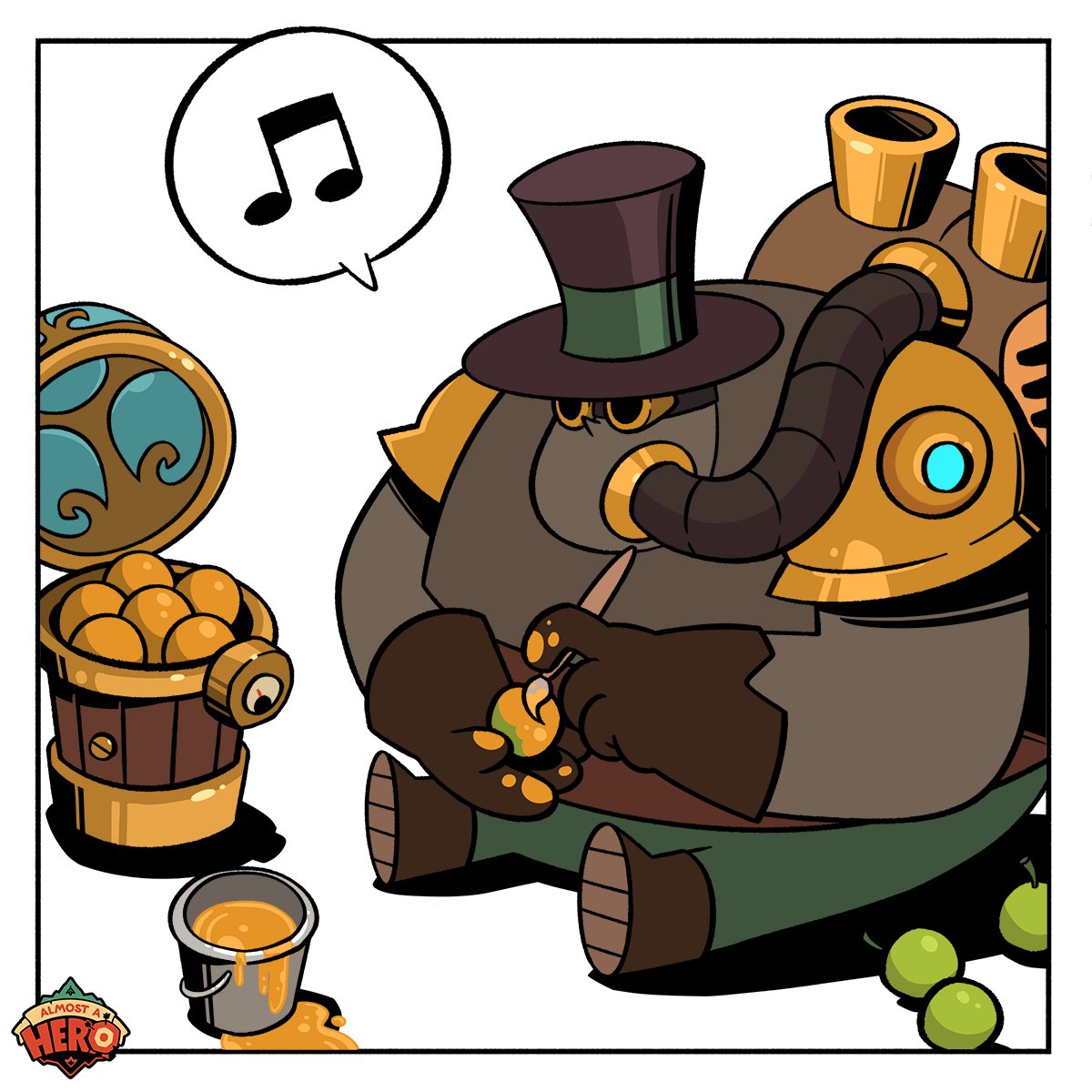 almostaherogame's tweet photo. Lenny’s new steam-punk look is both intimidating and stylish. He’s already won the ‘Best Dressed Loonatic In The Forest’ award 🏆 #almostfancy #indiegame #rpg https://t.co/3vejTLq3Nd