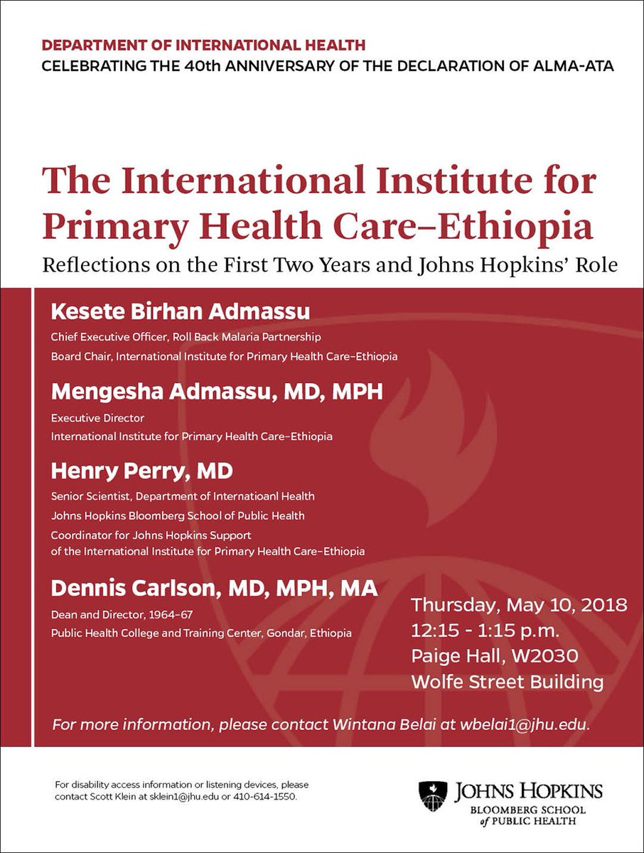 _phstrong's tweet photo. @JohnsHopkinsIH speaks with The International Institute for Primary Health Care - Ethiopia today at 12:15pm EST! Follow the link below to catch the live-stream. https://t.co/VH4Ll7C0zZ #AlmaAta40 #HealthForAll #PHC https://t.co/HMnqmcnvpx