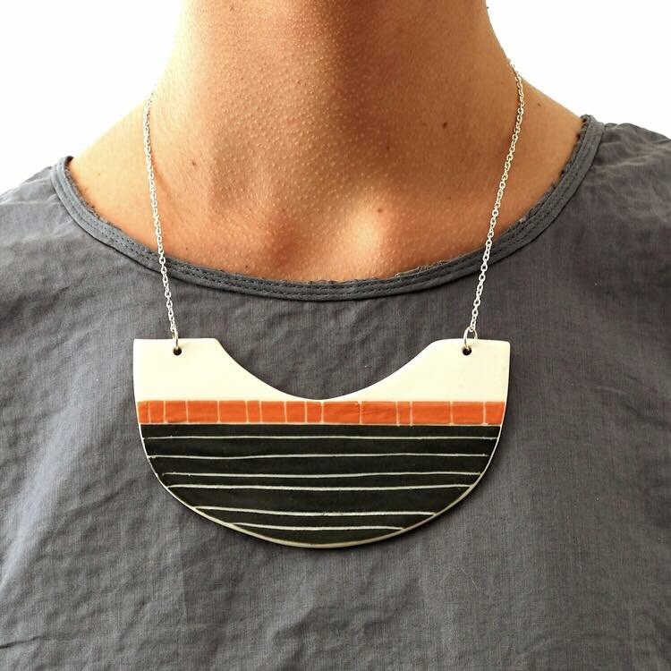 Grey|Orange Bib Necklace usually £59 will be selling for £30 this weekend <a href="/sbabristol/">SouthbankBristolArts</a> #southbankartstrail in #Bristol. Come find us in venue 16. #nabitwhilstyoucan
.
.
.
.
#southbankartstrail #sba2018 #bristol #whatsonbristol #ceramicjewellery #porcelainjewellery