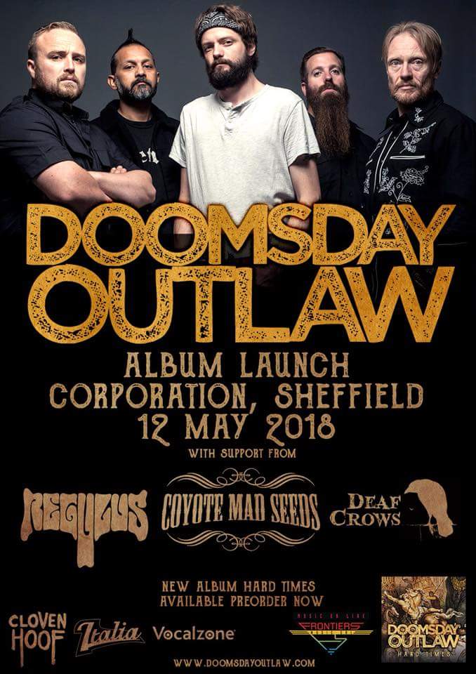 CMS_Joe's tweet photo. This Sat @CoyoteMadSeeds are supporting @DoomsdayOutlaw w/ @RegulusBand And @DeafCrows at @corpsheffield. PM me for tickets. https://t.co/gtjo3vYPs2
