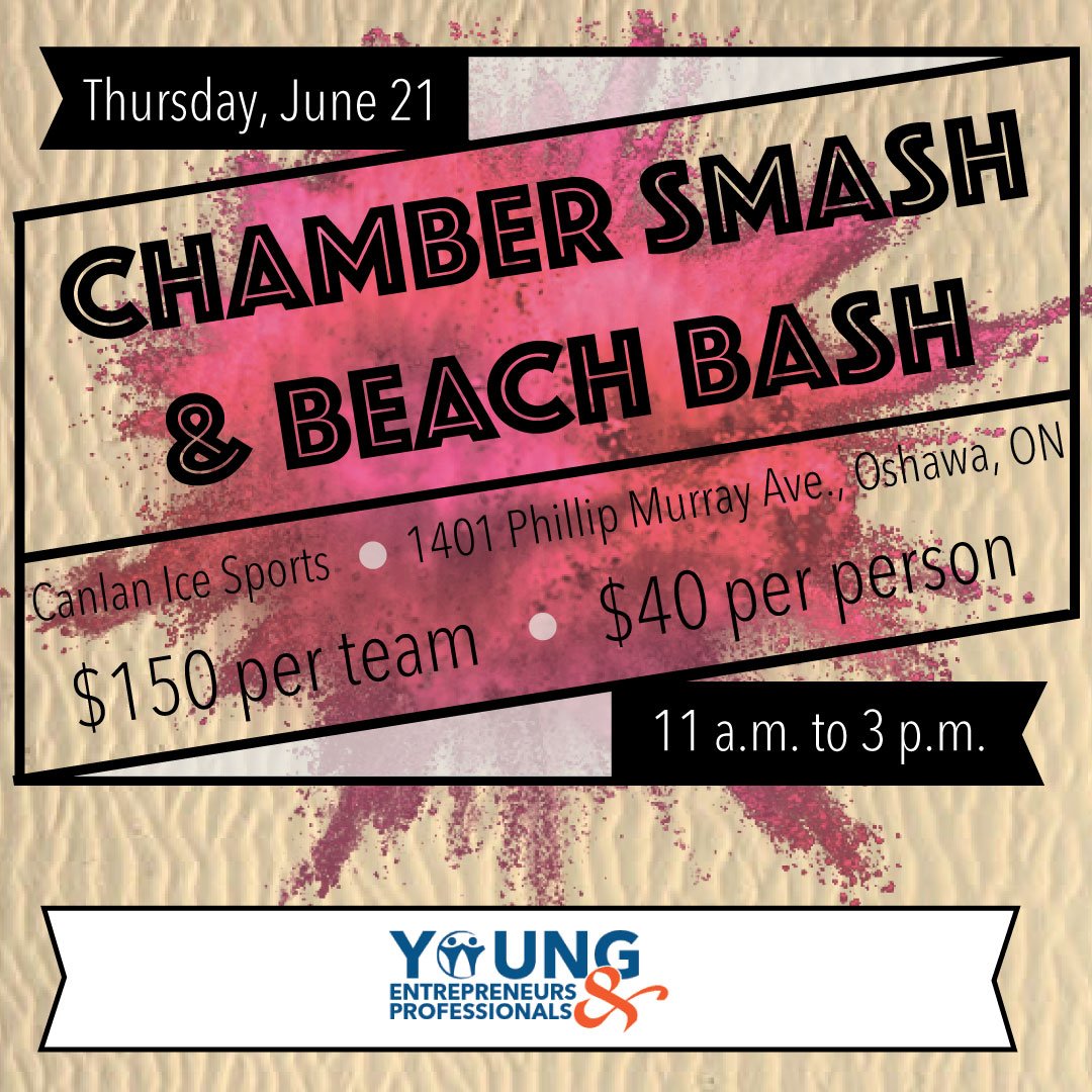 The #WCC and Young Entrepreneurs &amp; Professionals committee is bringing the bash back to the beach this summer with the return of the Chamber Smash &amp; Beach Bash volleyball tournament. Register as an individual or team of four at whitbychamber.org/events.