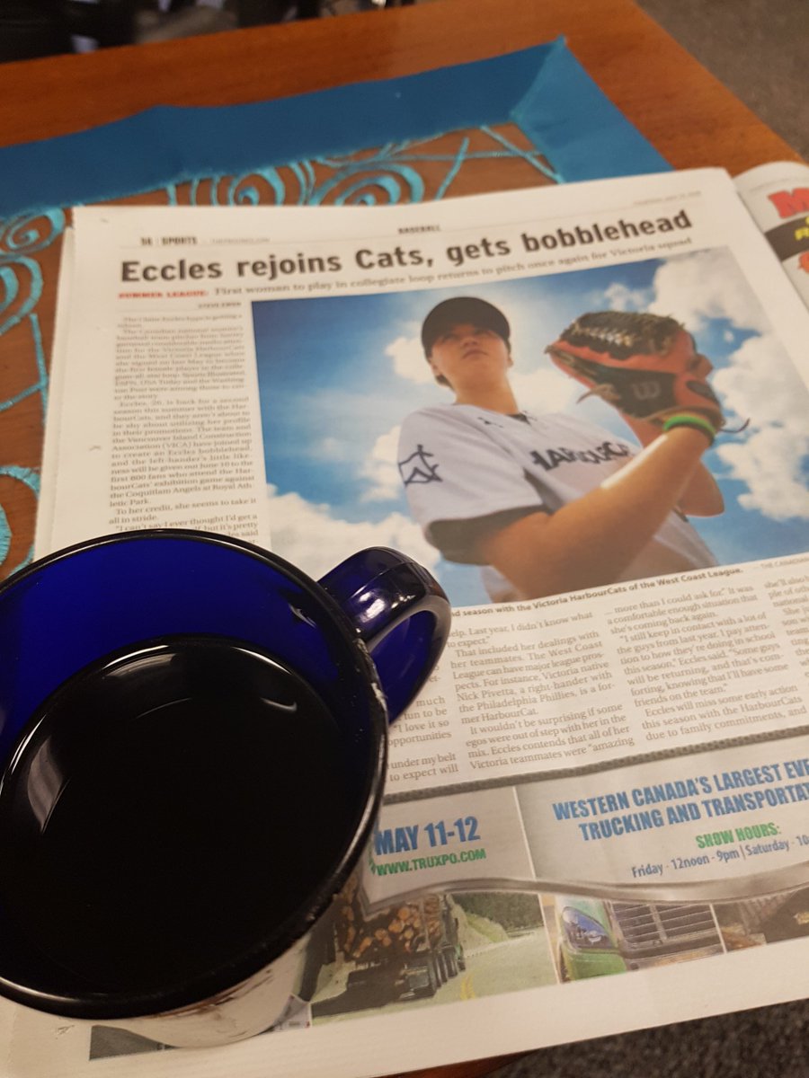Shane_Mills's tweet photo. Nice piece in @theprovince today about @claireeccles4 and @HarbourCats #westcoastleague #baseball #NewSeason #yyj @CityOfVictoria @UBCSoftball #coffeeandpaper https://t.co/MGspdDe0Eu