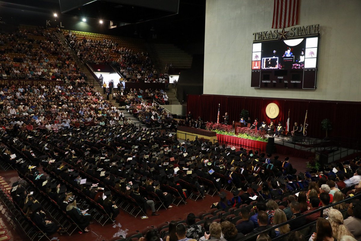 TXSTPresident's tweet photo. This spring, we have over 5,000 candidates for graduation - @txst’s largest graduating class to date. Congratulations! #TXSTGrad #txst https://t.co/djOJuUDsMJ