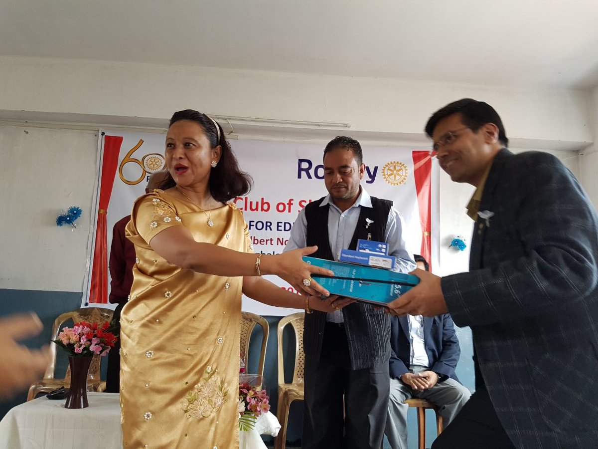 rcshillong's tweet photo. #support for #education program of #Rotary club of #Shillong today where the club has donated a computer to a school and also distributed raincoats to its students. https://t.co/RAhbdsmYkJ