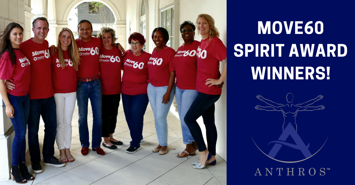 AnthrosInc's tweet photo. We had so much fun participating in @HealthyCentralF’s #Move60 Challenge, and we’re thrilled to take home the Spirit Award. Thank you for the recognition! https://t.co/c27LSR9pjG