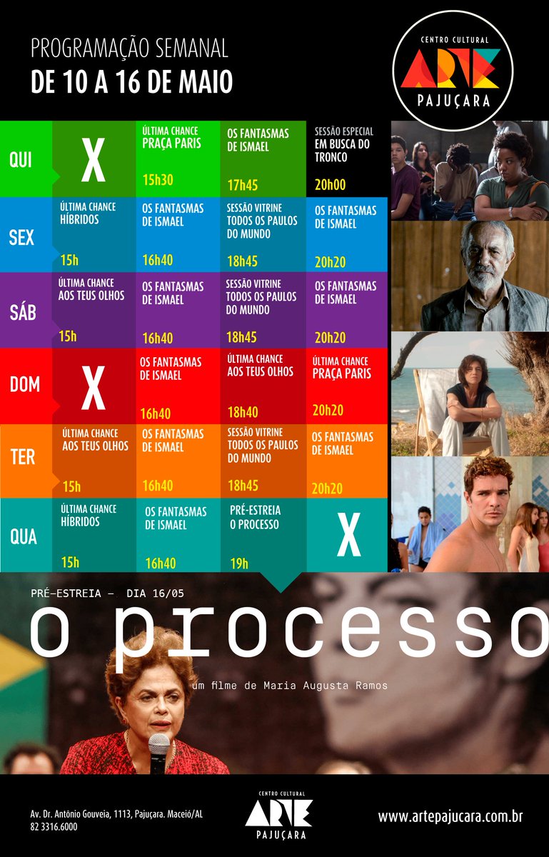 artepajucara's tweet photo. Programação semana do @artepajucara 
de 10 a 16 de maio. https://t.co/aLzIa4Chzb