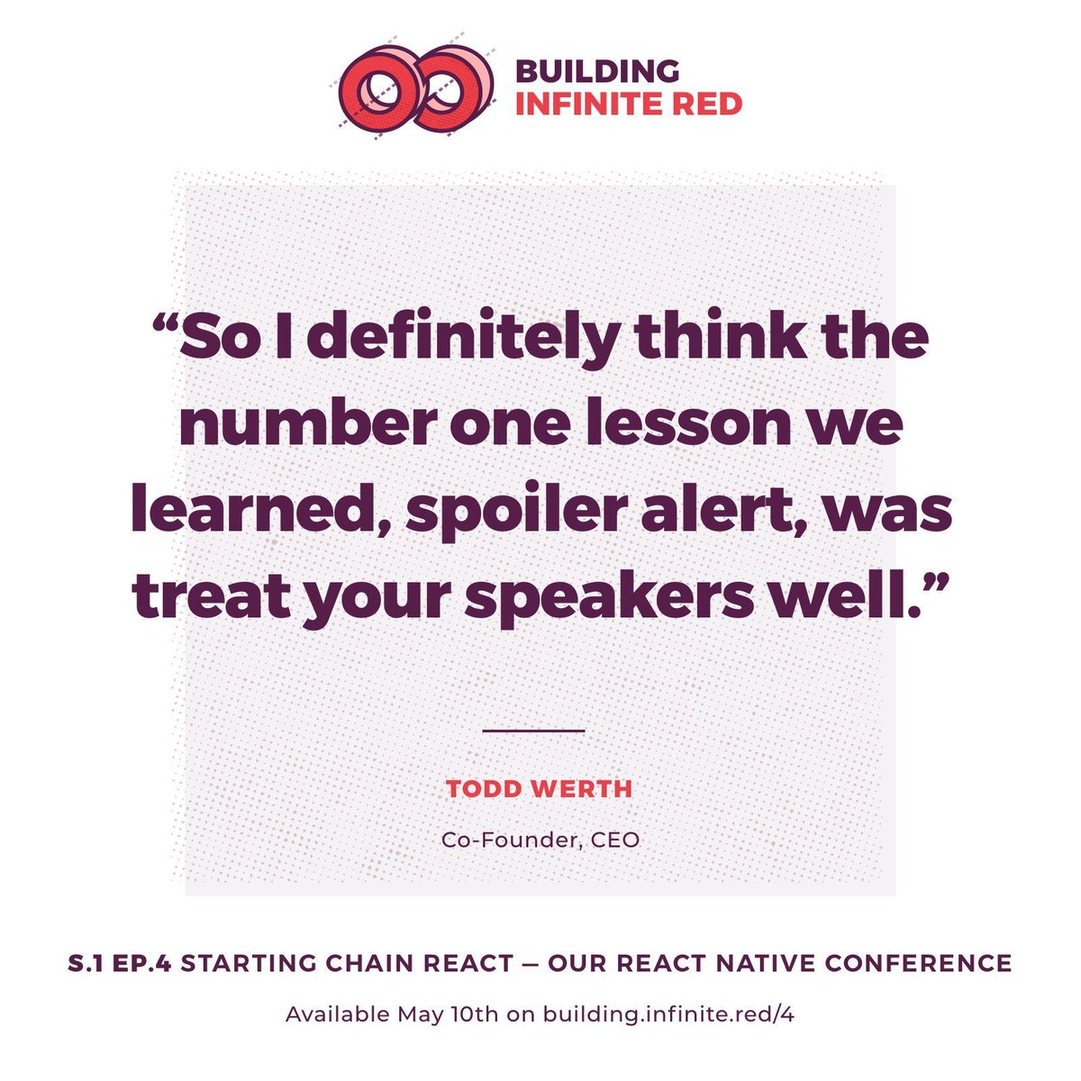 ChainReactConf's tweet image. It all started with a tweet, but a lot more went into creating the first #ChainReactConf. Tune in to the new #podcast by @infinite_red to find out why we decided to create our own conference & how we did it: building.infinite.red/4
p.s. keep an ear out for a coupon code  😉