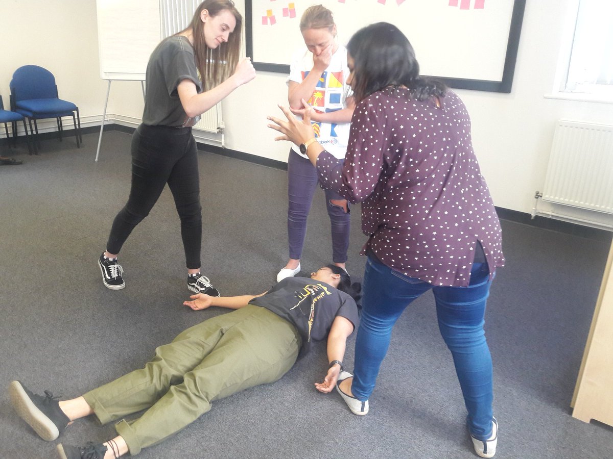 heidi_ed's tweet photo. #showbusinessforuglypeople Huge thanks to Nell and Elisabeth for a fun but fascinating day of #forumtheatre. Lots of games to examine how we work together and then improvisation resulting in creation of our first scenes #whitEDwellness @WhitHealth @selinabusby @JoPoulter2 https://t.co/AwmLyKqM9n